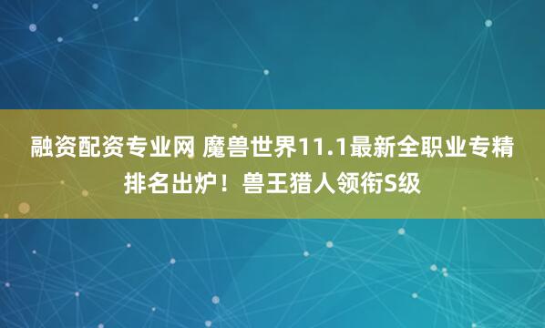 融资配资专业网 魔兽世界11.1最新全职业专精排名出炉！兽王猎人领衔S级