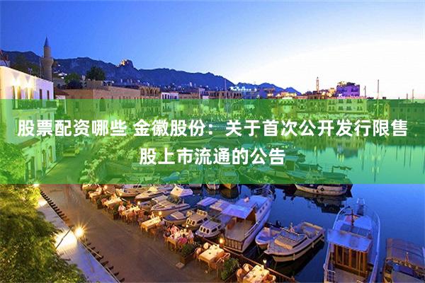 股票配资哪些 金徽股份：关于首次公开发行限售股上市流通的公告