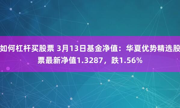 如何杠杆买股票 3月13日基金净值：华夏优势精选股票最新净值1.3287，跌1.56%