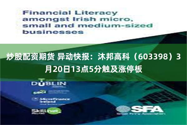 炒股配资期货 异动快报：沐邦高科（603398）3月20日13点5分触及涨停板