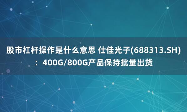 股市杠杆操作是什么意思 仕佳光子(688313.SH)：400G/800G产品保持批量出货