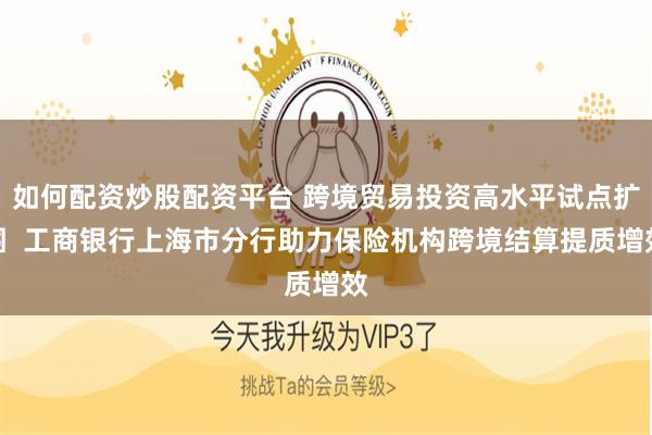 如何配资炒股配资平台 跨境贸易投资高水平试点扩围  工商银行上海市分行助力保险机构跨境结算提质增效