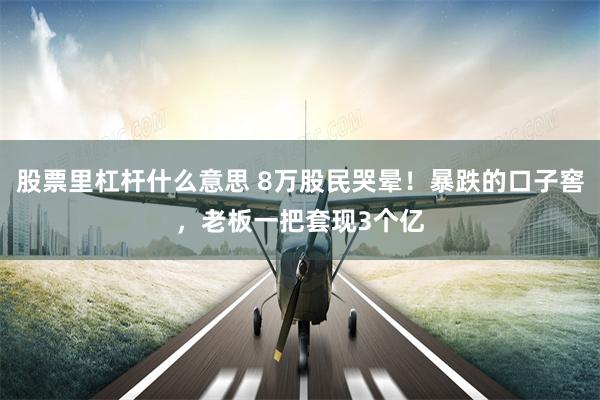 股票里杠杆什么意思 8万股民哭晕！暴跌的口子窖，老板一把套现3个亿