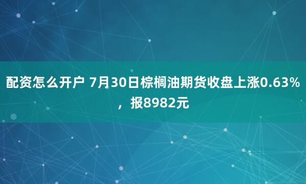 配资怎么开户 7月30日棕榈油期货收盘上涨0.63%，报8982元