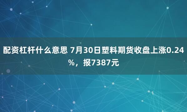 配资杠杆什么意思 7月30日塑料期货收盘上涨0.24%，报7387元